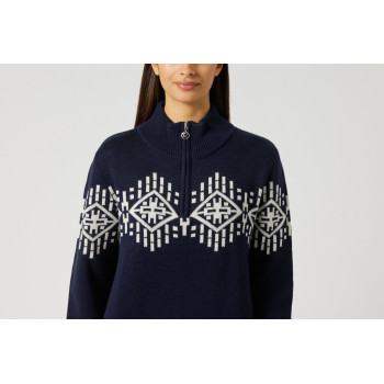 Pull Half Neck Unlined Navy Femme 2
