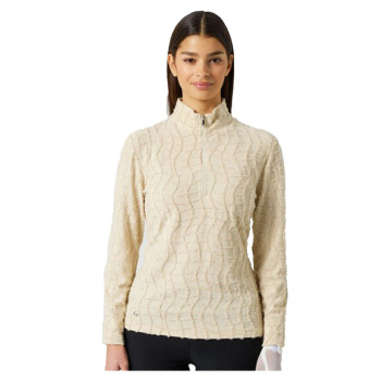 Polo 1/4 Zip Structure Beige Femme