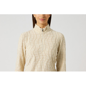 Polo 1/4 Zip Structure Beige Femme 2