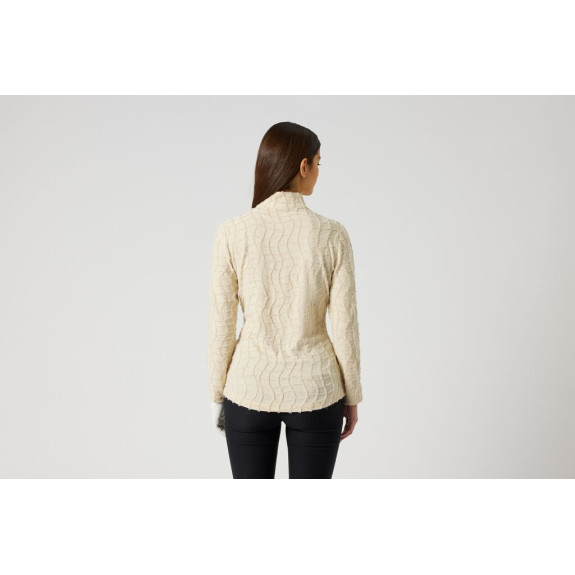 Polo 1/4 Zip Structure Beige Femme