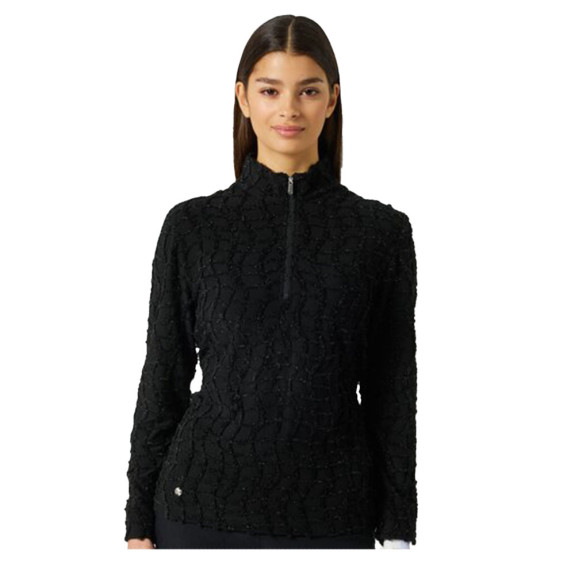 Polo 1/4 Zip Structure Black Femme