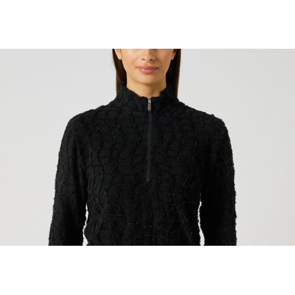 Polo 1/4 Zip Structure Black Femme