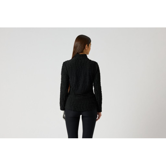 Polo 1/4 Zip Structure Black Femme