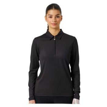 Polo 1/4 Zip Ribbed Black Femme