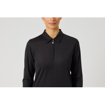 Polo 1/4 Zip Ribbed Black Femme 2