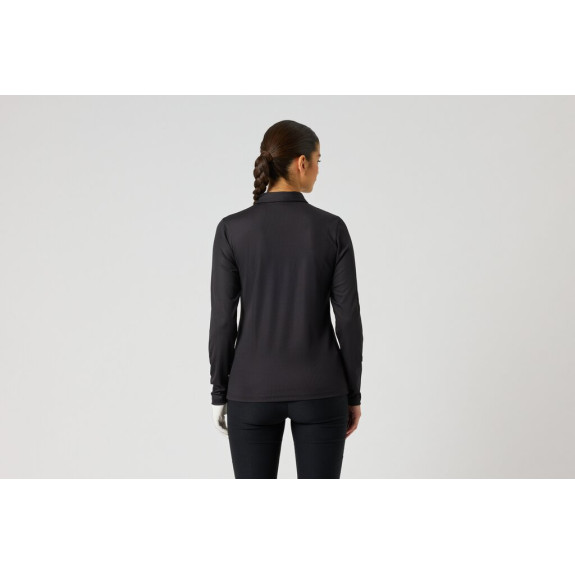 Polo 1/4 Zip Ribbed Black Femme