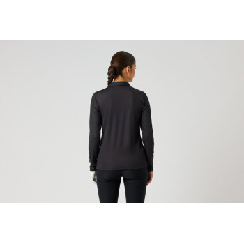 Polo 1/4 Zip Ribbed Black Femme
