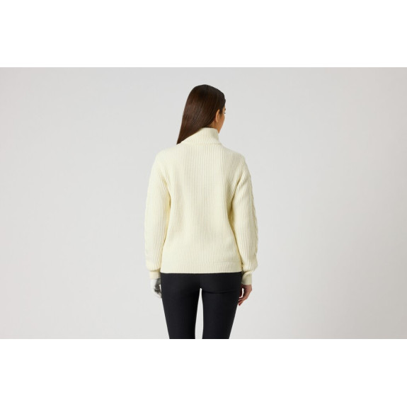 Pull 1/4 Zip Cable Lined Ivory Femme