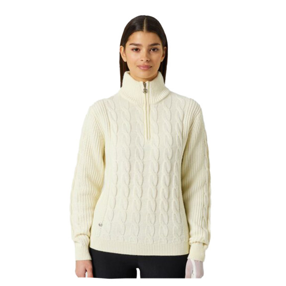 Pull 1/4 Zip Cable Lined Ivory Femme