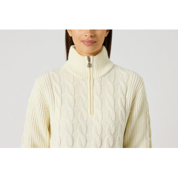 Pull 1/4 Zip Cable Lined Ivory Femme 2
