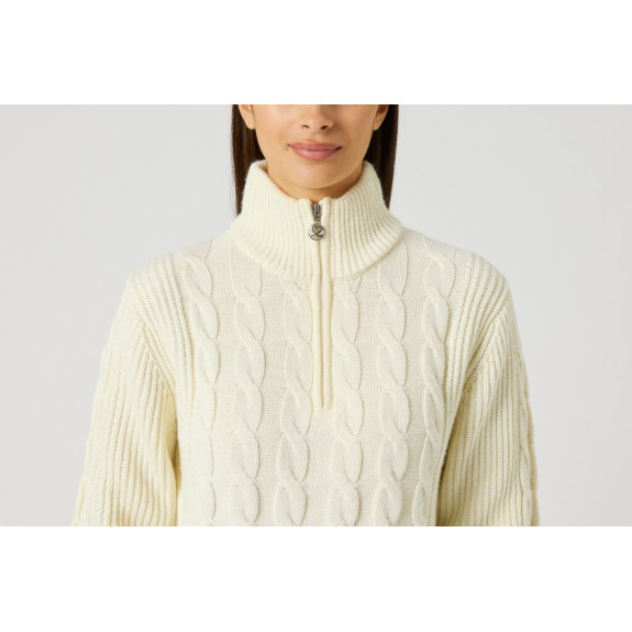Pull 1/4 Zip Cable Lined Ivory Femme