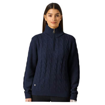 Pull 1/4 Zip Cable Lined Navy Femme