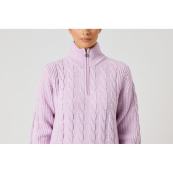 Pull 1/4 Zip Cable Lined Pink Femme