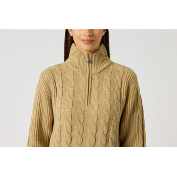 Pull 1/4 Zip Cable Lined Bark Femme 2