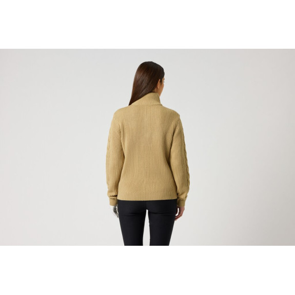 Pull 1/4 Zip Cable Lined Bark Femme