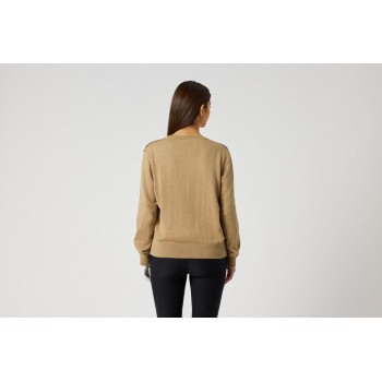 Pull Col V Argyle Bark Femme
