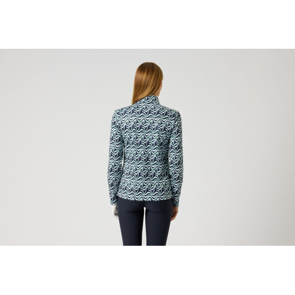 Polo 1/4 Zip Print Peached Blue Femme