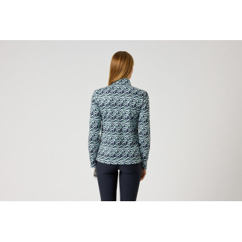 Polo 1/4 Zip Print Peached Blue Femme