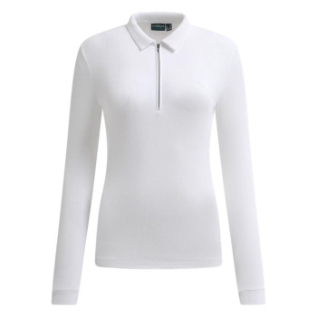 Polo manches longues 1/4 Zip Assolta White Femme