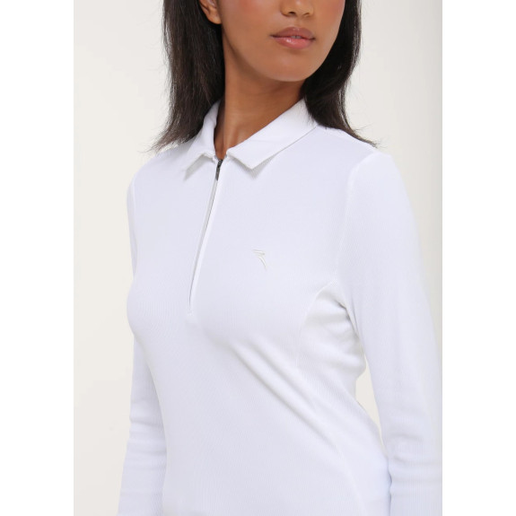 Polo manches longues 1/4 Zip Assolta White Femme