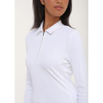 Polo manches longues 1/4 Zip Assolta White Femme