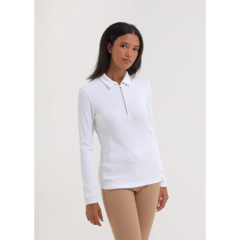 Polo manches longues 1/4 Zip Assolta White Femme 2