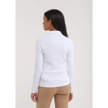 Polo manches longues 1/4 Zip Assolta White Femme