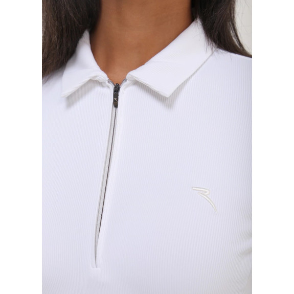 Polo manches longues 1/4 Zip Assolta White Femme