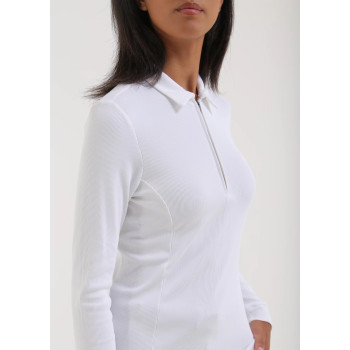 Polo manches longues 1/4 Zip Assolta White Femme