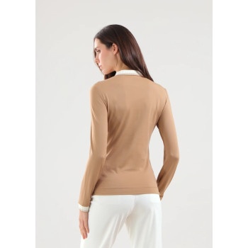 Polo manches longues Amarti Beige Femme