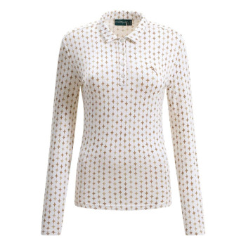 Polo manches longues Avemus Beige Diamond Print Femme