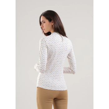 Polo manches longues Avemus Beige Diamond Print Femme