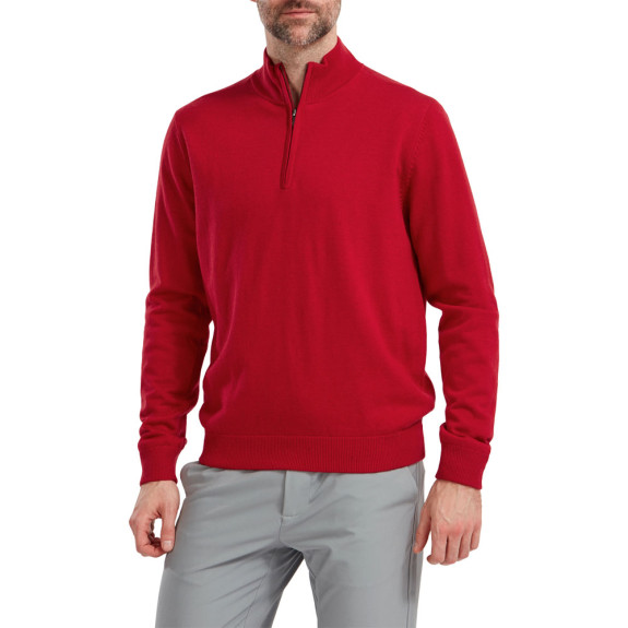 Pullover en laine 1/2 Zip Red Homme