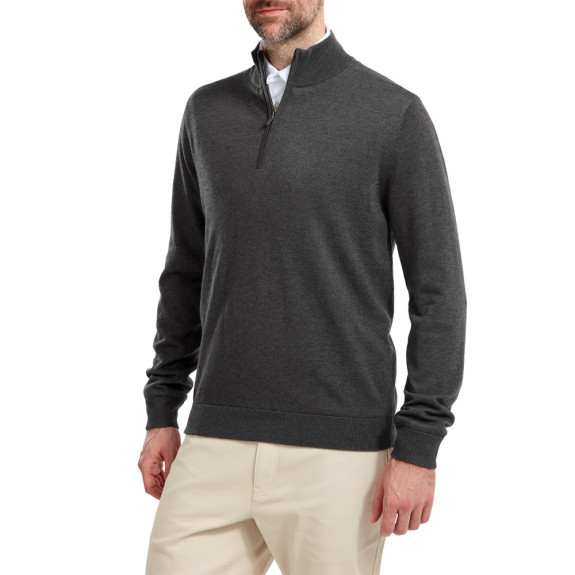 Pullover en laine 1/2 Zip Charcoal Homme