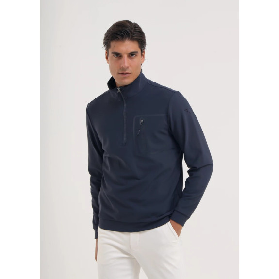 Pull 1/4 Zip Peltro Navy Homme