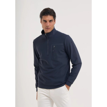 Pull 1/4 Zip Peltro Navy Homme
