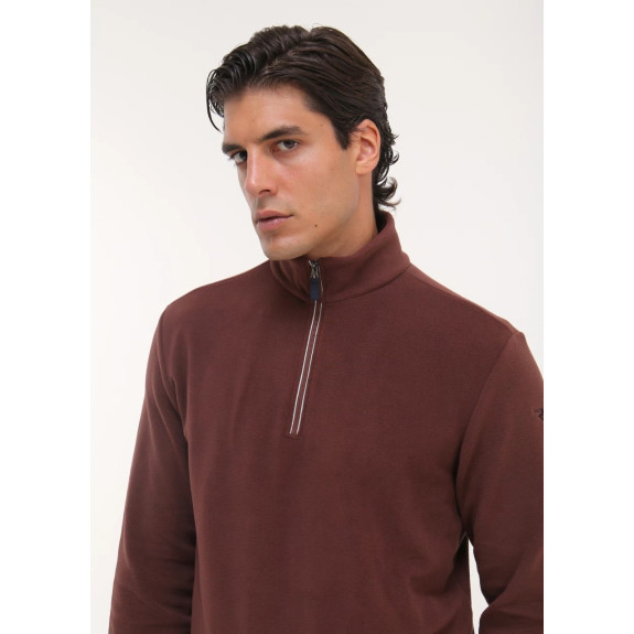 Pull 1/4 Zip Tago Brown Homme