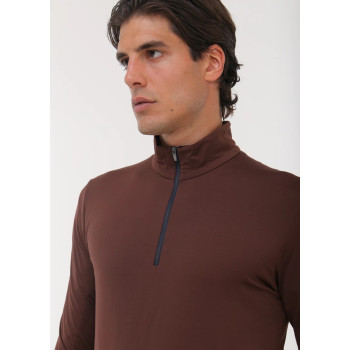 Pull 1/4 Zip Tonale Brown Homme