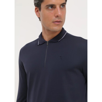 Polo manches longues 1/4 Zip Avanzo Navy Homme