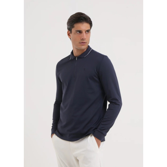 Polo manches longues 1/4 Zip Avanzo Navy Homme