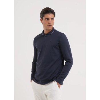 Polo manches longues 1/4 Zip Avanzo Navy Homme