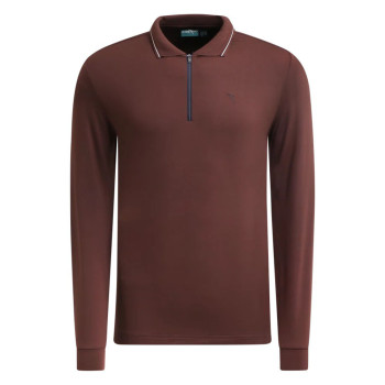 Polo manches longues 1/4 Zip Avanzo Brown Homme