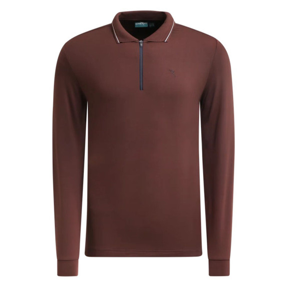 Polo manches longues 1/4 Zip Avanzo Brown Homme
