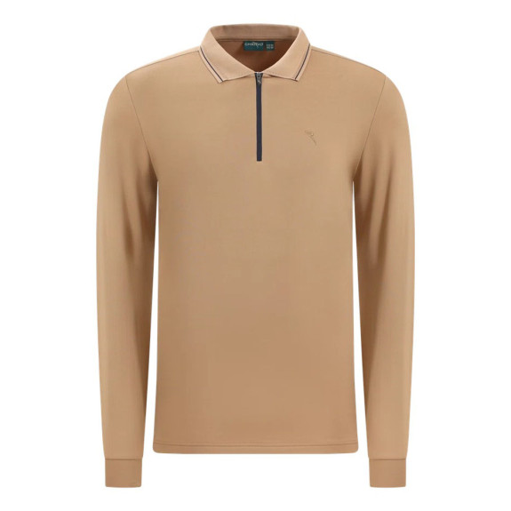 Polo manches longues 1/4 Zip Avanzo Beige Homme