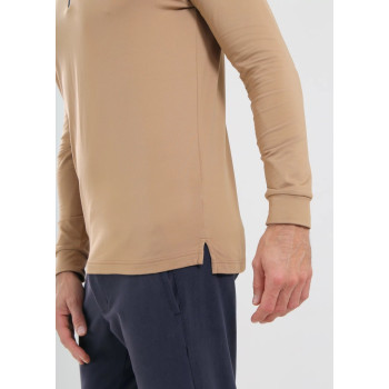 Polo manches longues 1/4 Zip Avanzo Beige Homme