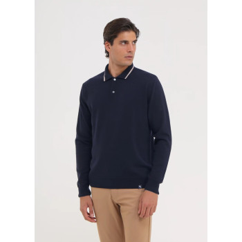 Polo manches longues Nitrato Navy Homme 2