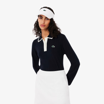 Pull Col Polo Stretch Navy Femme 2
