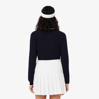 Pull Col Polo Stretch Navy Femme