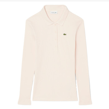 Polo slim fit L.12.D coton côtelé Rose Femme