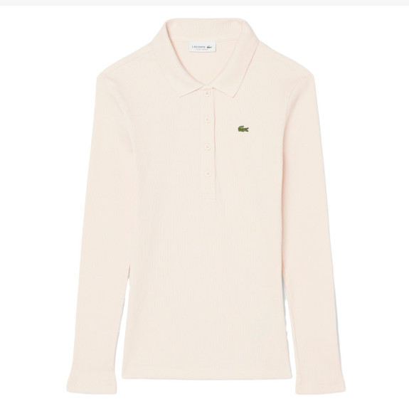 Polo slim fit L.12.D coton côtelé Rose Femme